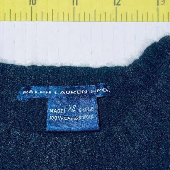 Vintage Ralph Lauren Sport Cable Knit Wool Sweater Women’s Black Crewneck Sz XS - Picture 3 of 9